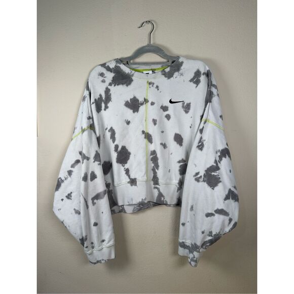 Nike Tie Dye Cropped Oversized Crewneck Sz XL - Picture 1 of 7
